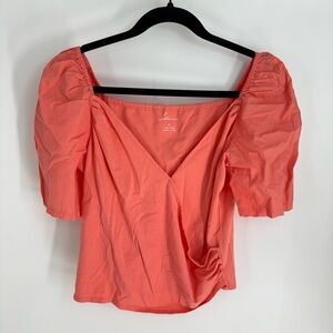 Anthropologie Faux Wrap Short Sleeve Top